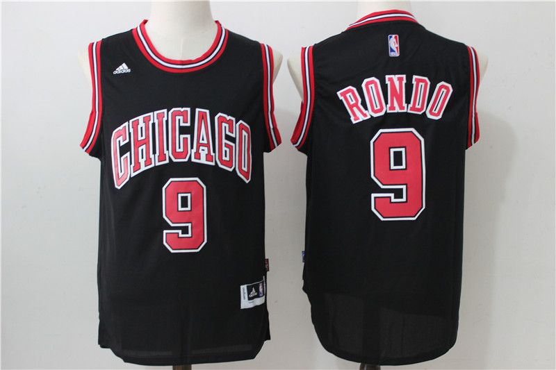 Men Chicago Bulls #9 Rondo Black Adidas NBA Jersey->chicago bulls->NBA Jersey
